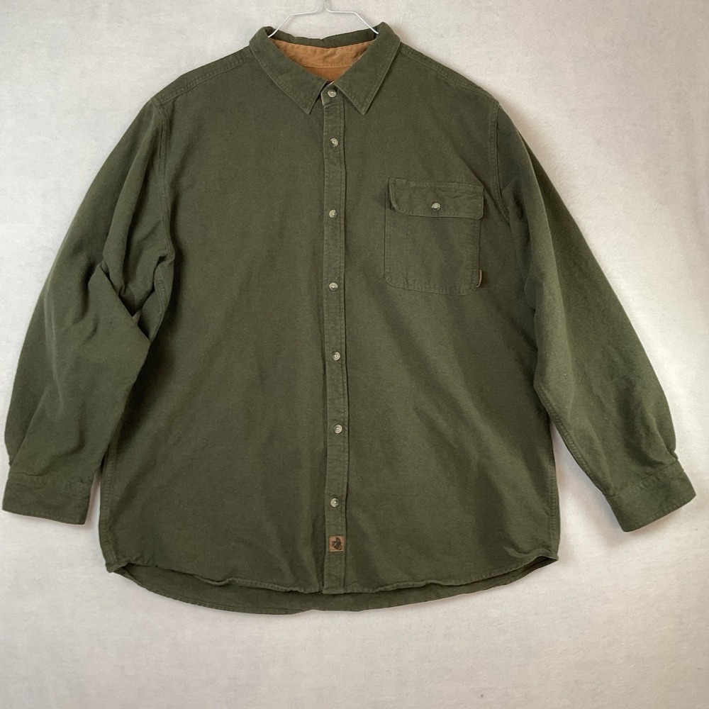 Legendary Whitetails Original Buck Camp Flannel Shirt Mens 2XT Green Long Sleeve